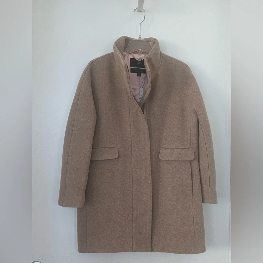 NWT J.Crew Stadium Cloth Nello‎ Gori Cocoon Coat Wool Blend Tan Sand Women's S